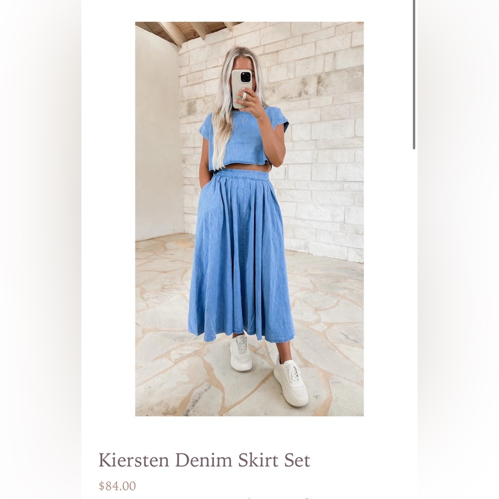 Denim Midi Skirt Set